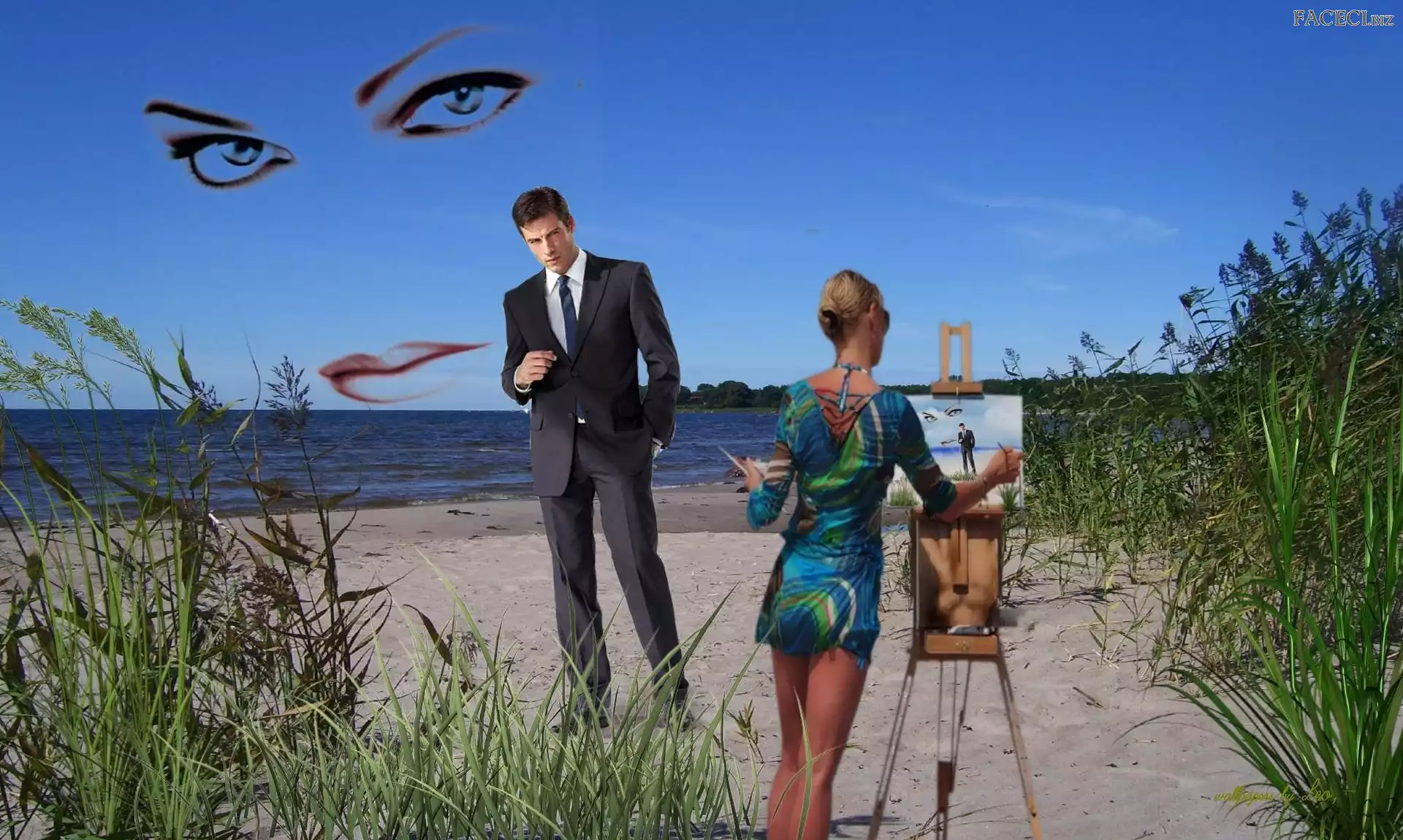 Kobieta, Twarz, Woda, Mężczyzna