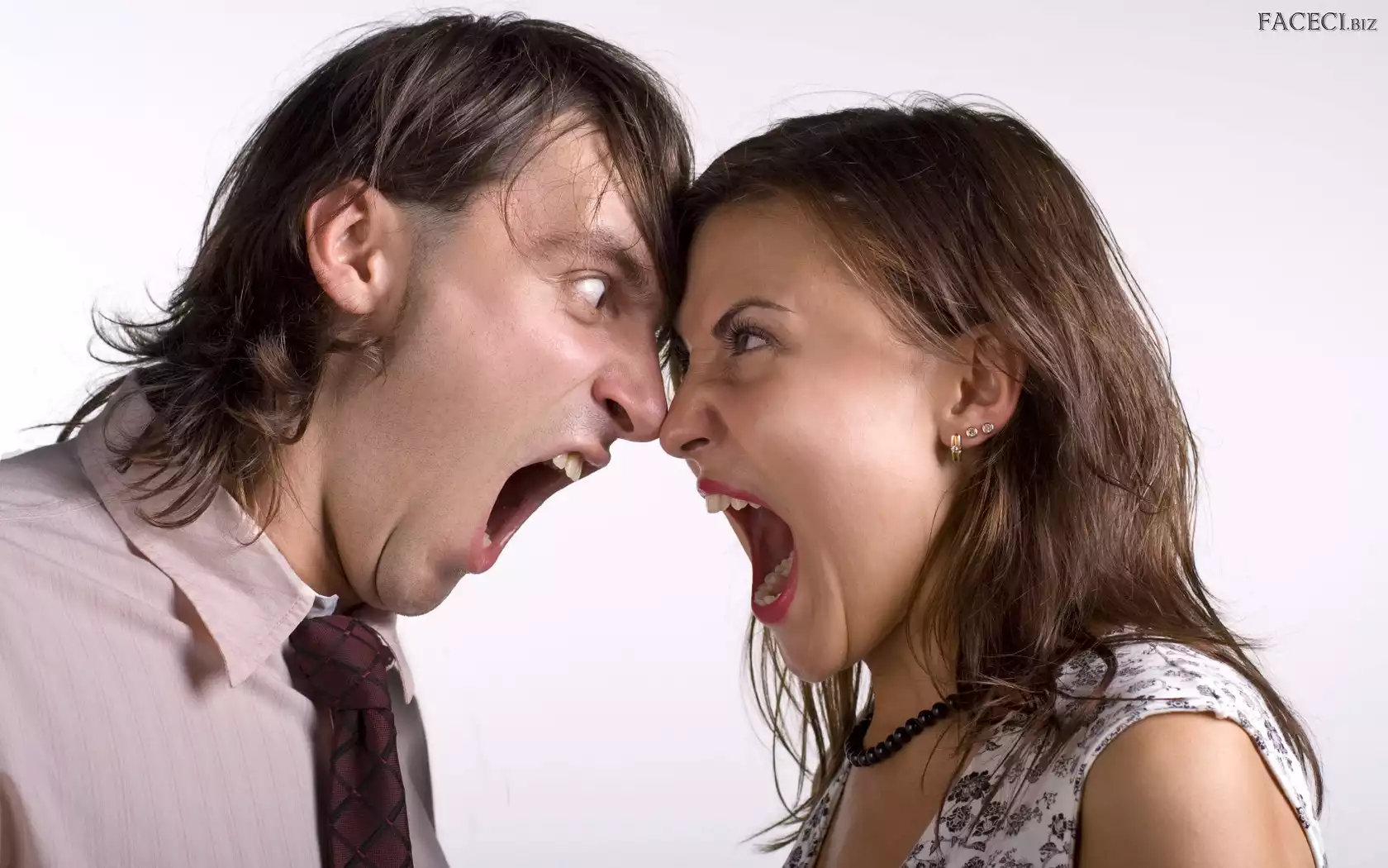 Otwarte, Krzycząca, Kolczyki, Twarze, Para, Usta